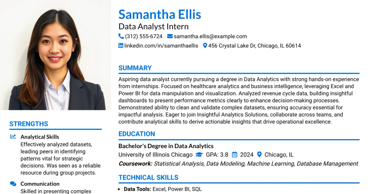 33 Data Analyst Internship Resume Templates with Example 2026 (ATS-Optimized)