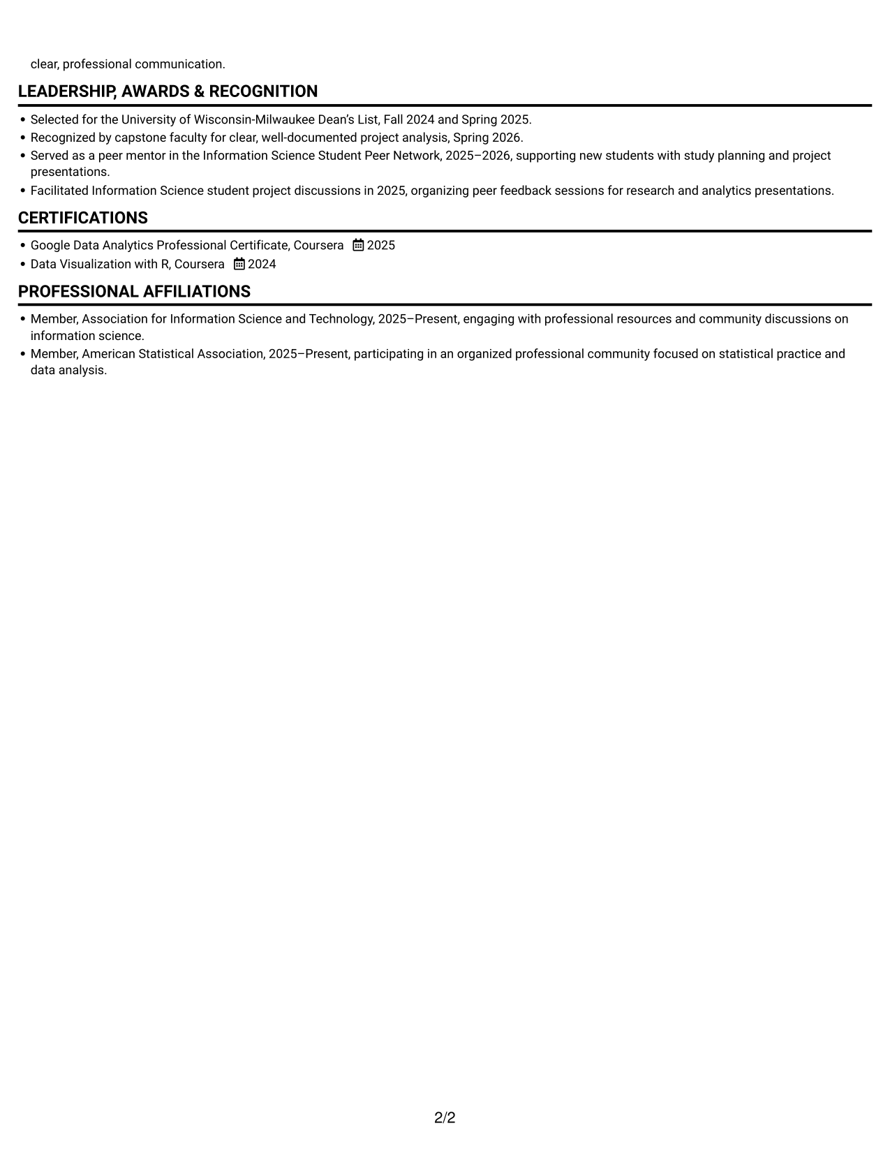 Resume example — page 2