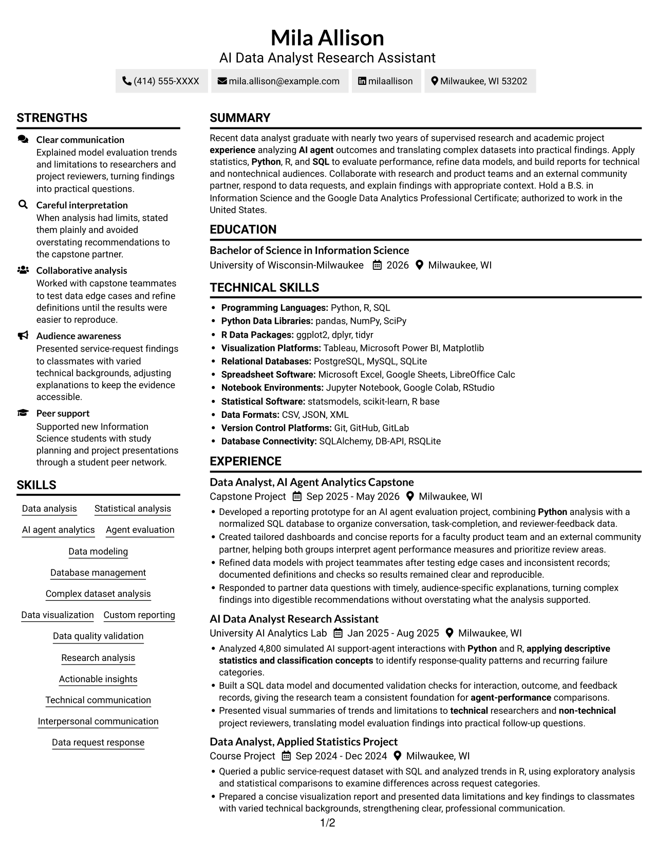 Resume example — page 1