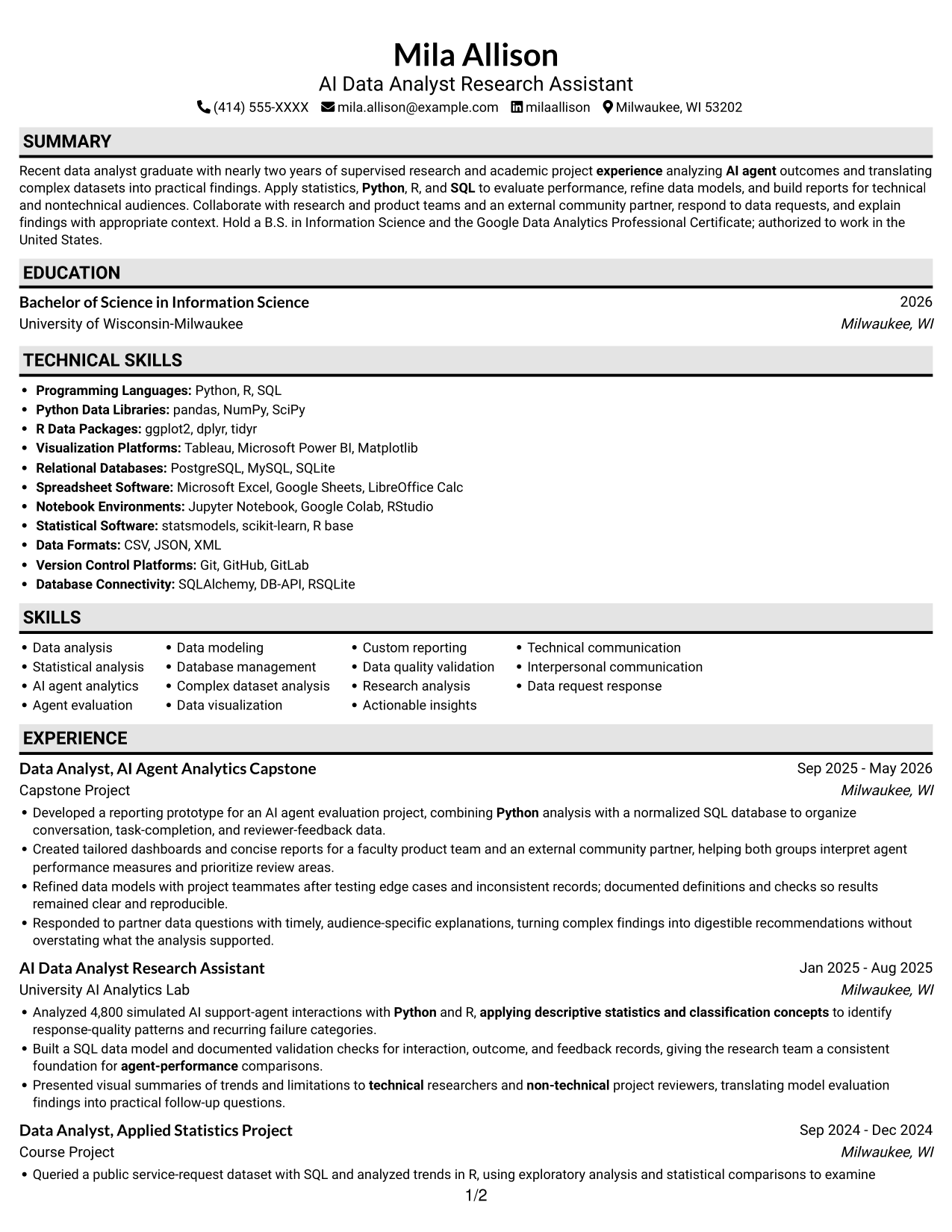 Resume example — page 1