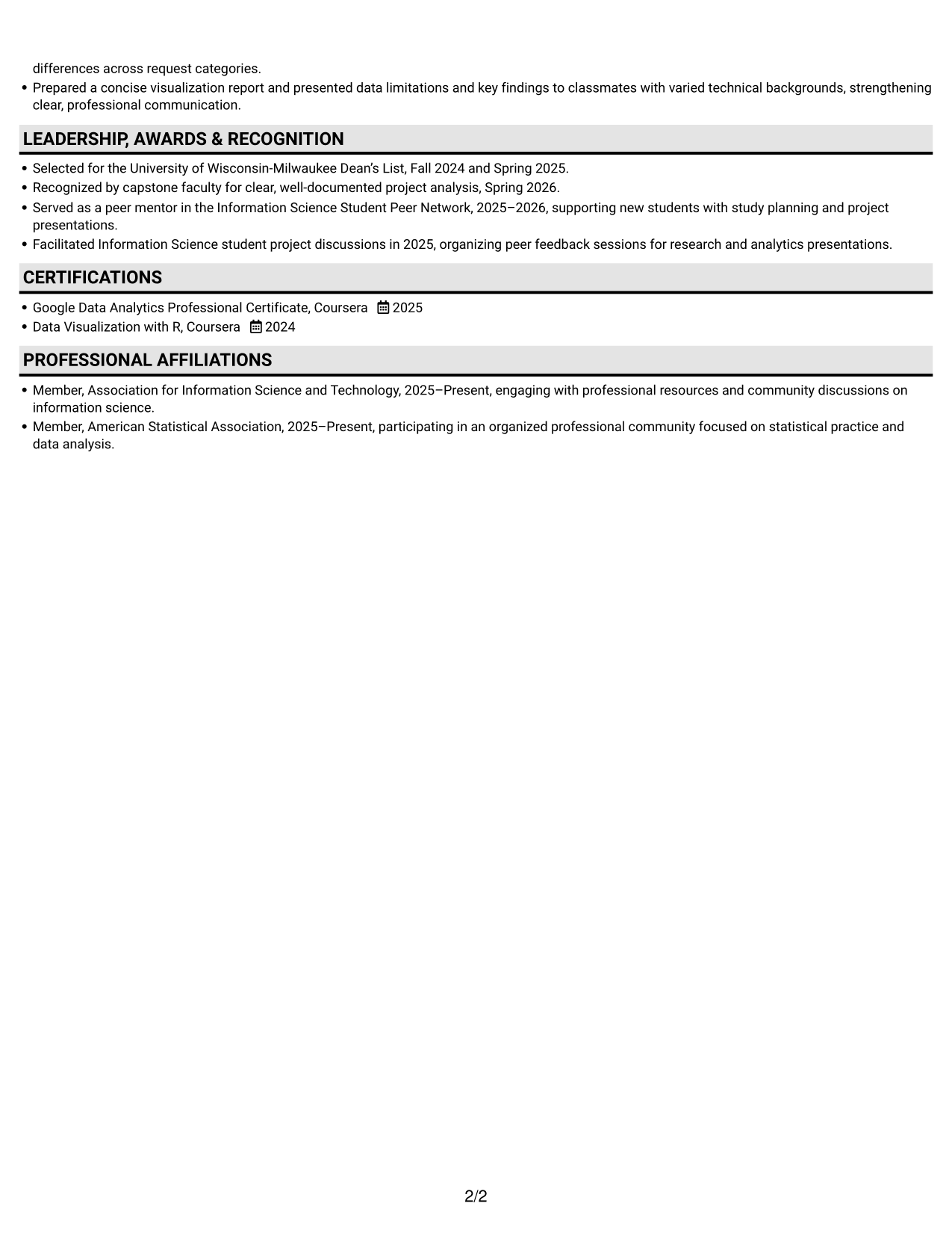 Resume example — page 2