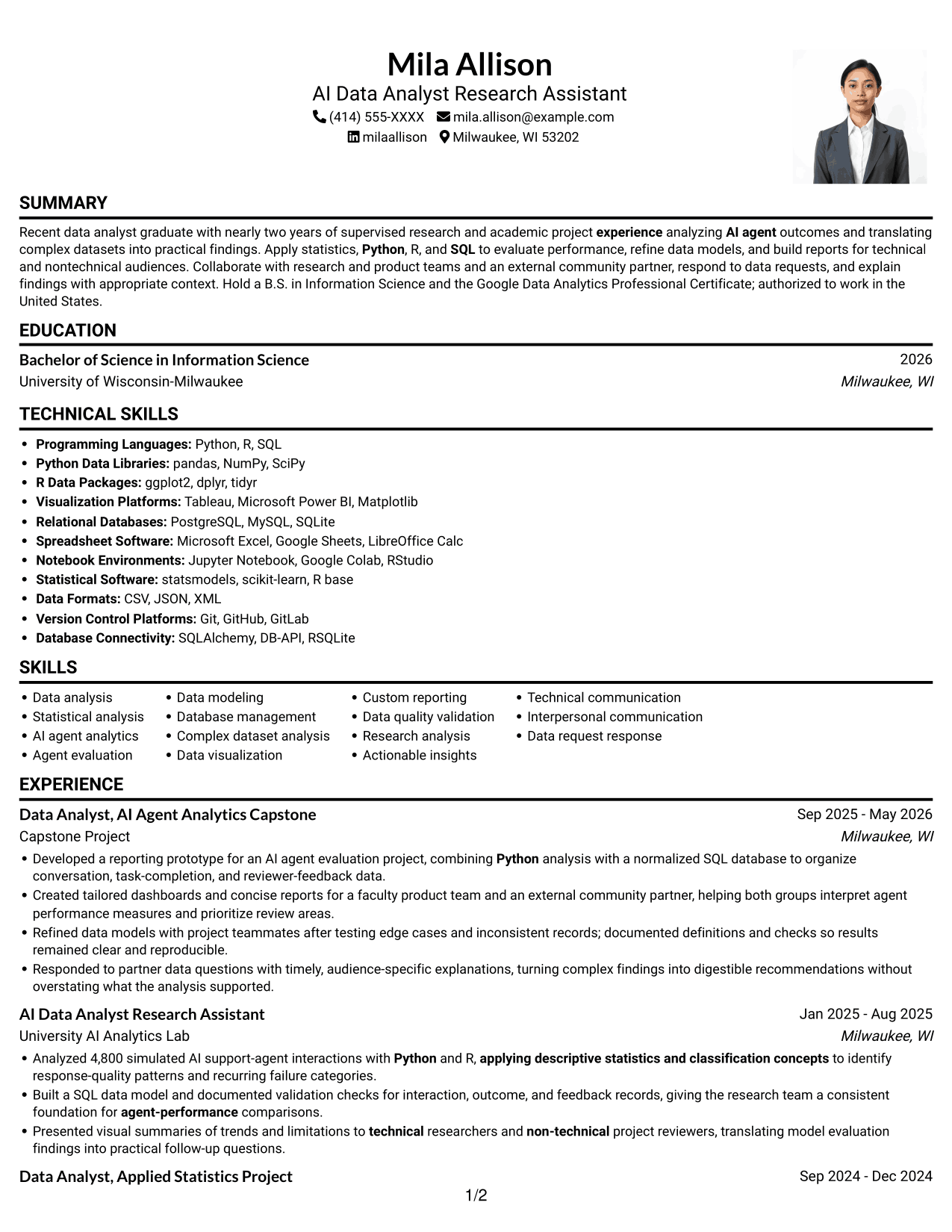Resume example — page 1