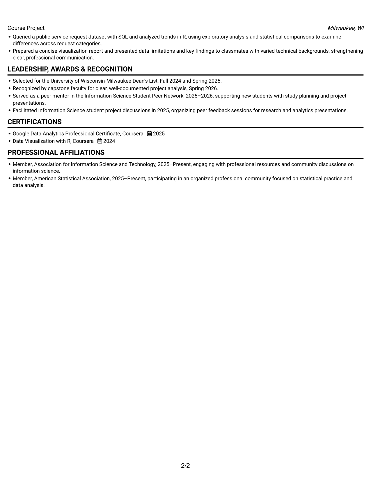 Resume example — page 2