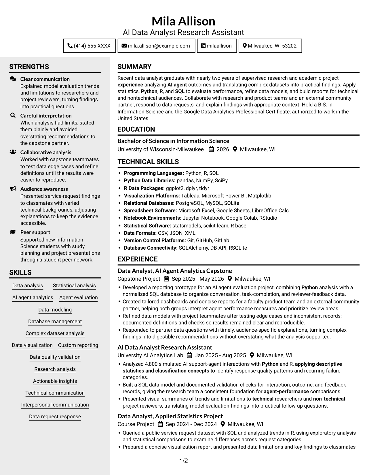 Resume example — page 1