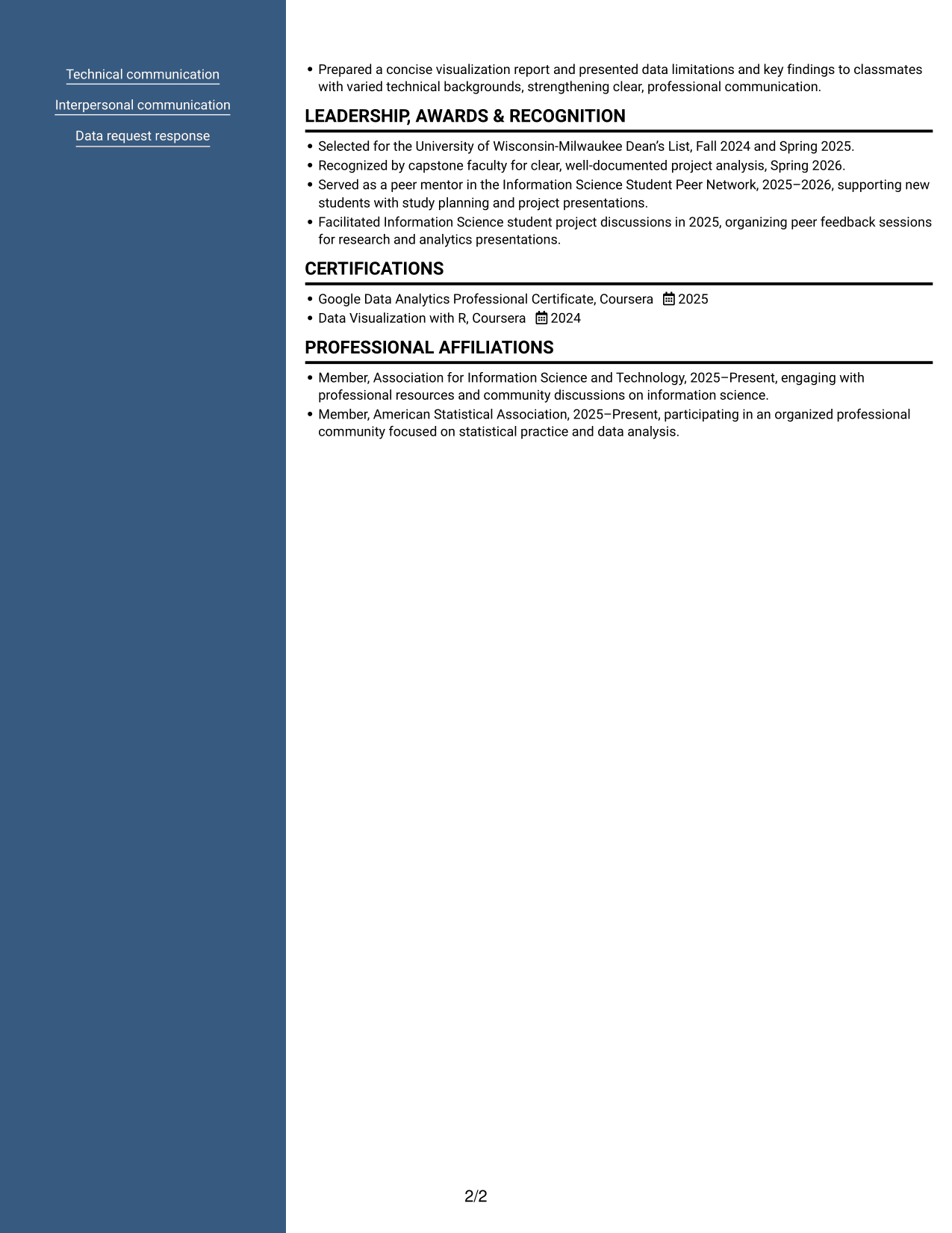 Resume example — page 2