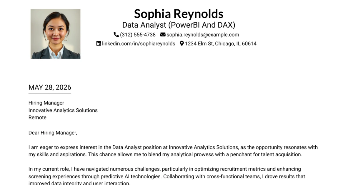 30+ Data Analyst (PowerBI And DAX) Cover Letter Templates with Example 2026