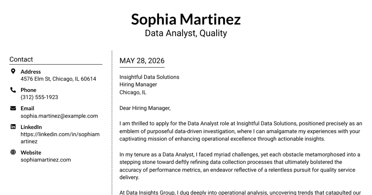 30+ Data Analyst, Quality Cover Letter Templates with Example 2026