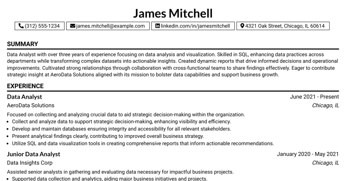 33 Data Analyst Resume Templates with Example 2026 (ATS-Optimized)