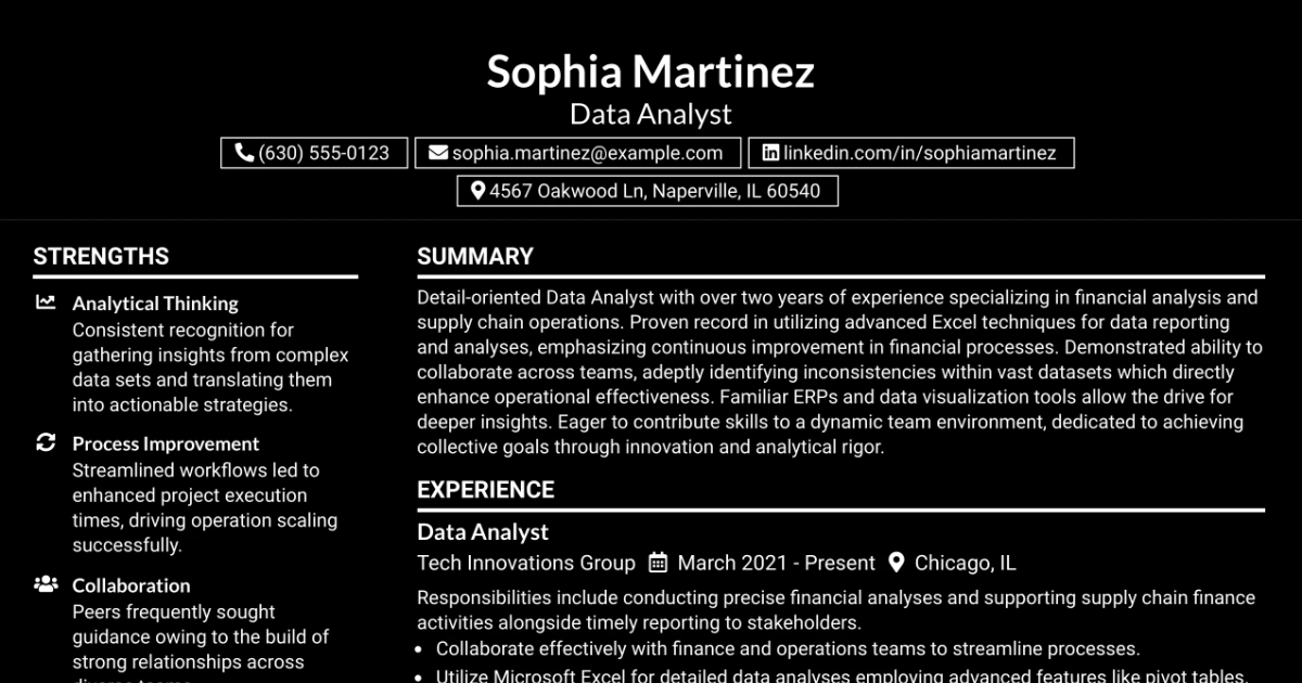33 Data Analyst (Sales/Supply Chain) Resume Templates with Example 2026 (ATS-Optimized)