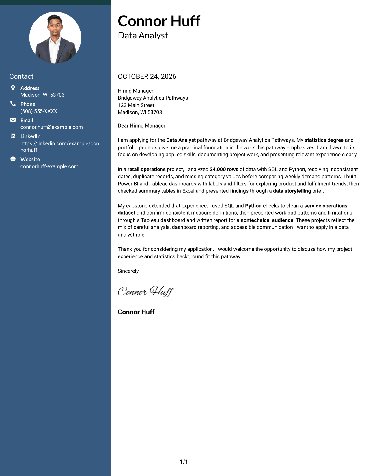 Cover letter example — page 1