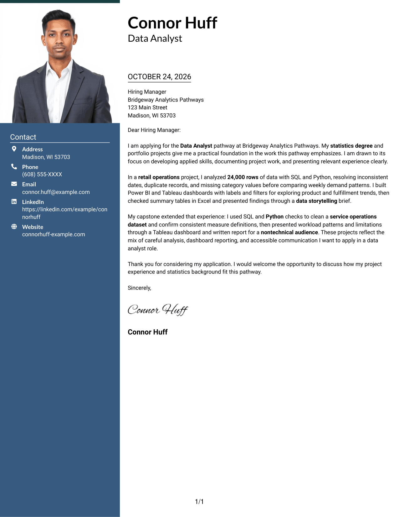 Cover letter example — page 1