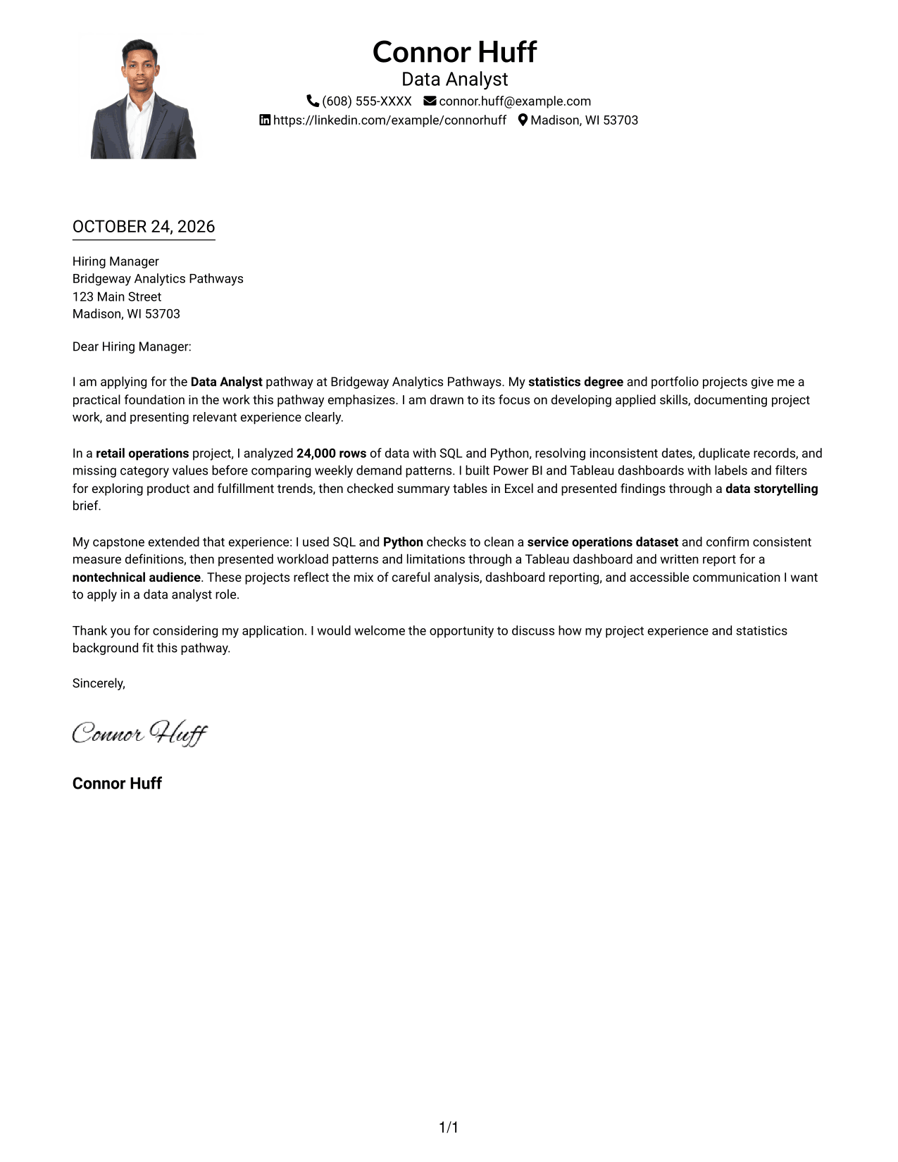Cover letter example — page 1