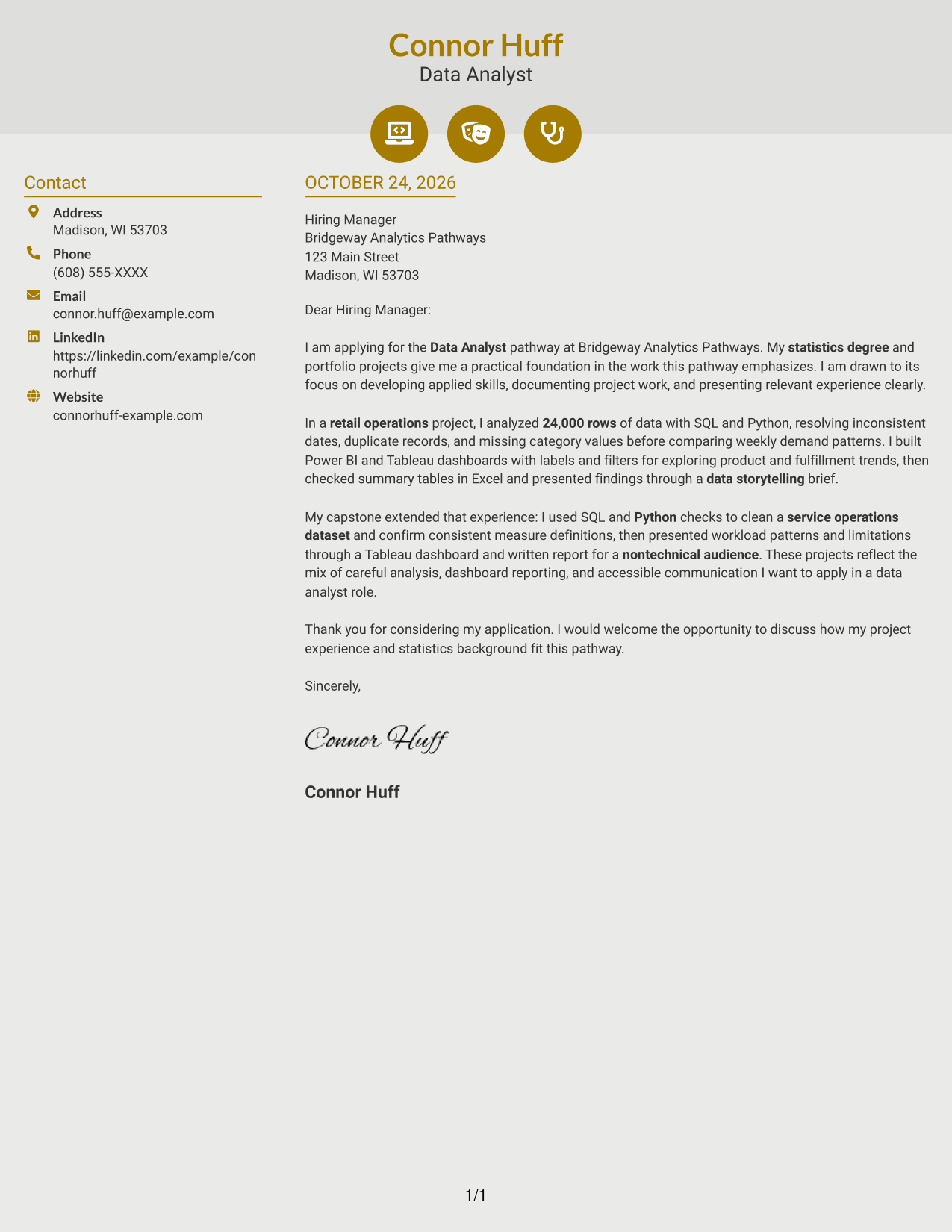 Cover letter example — page 1