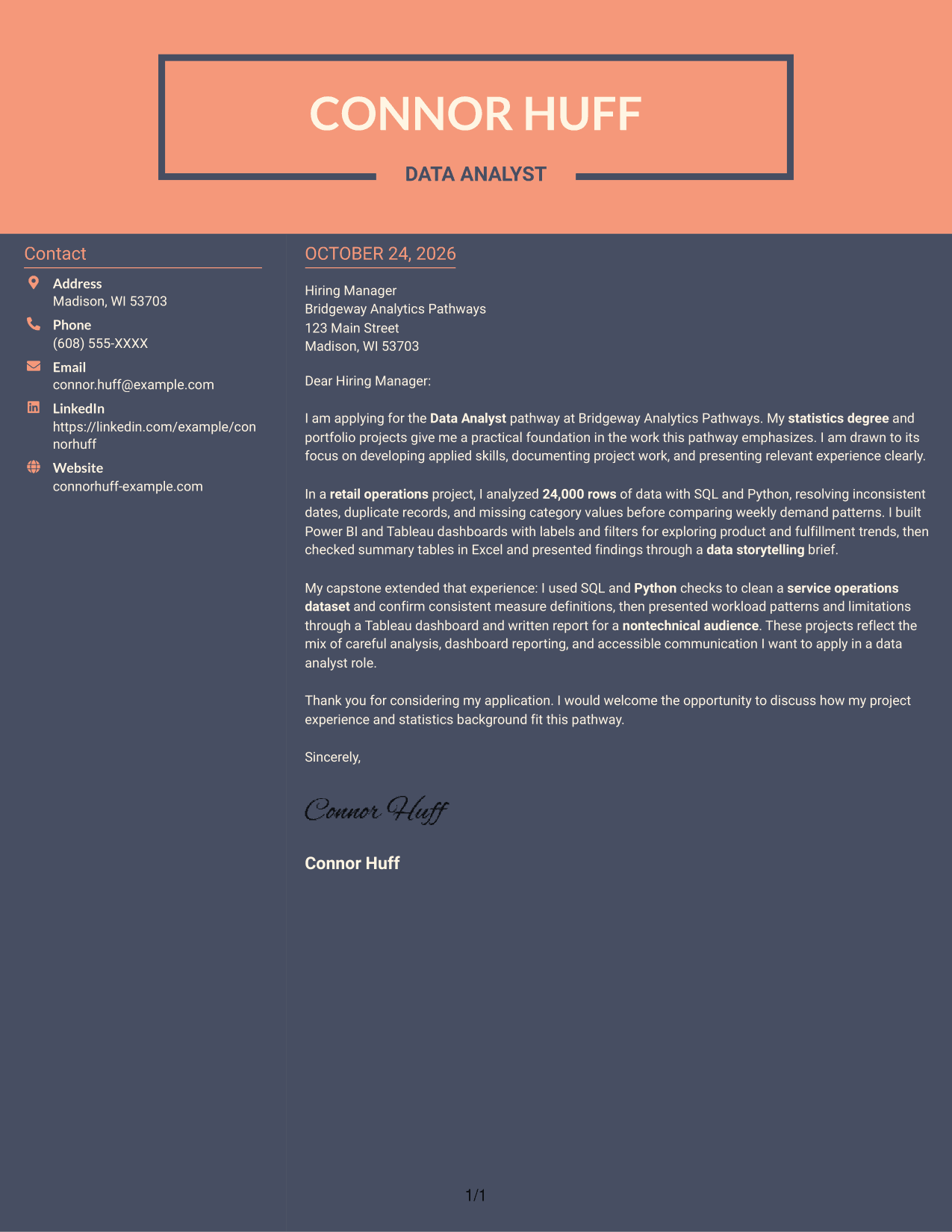 Cover letter example — page 1