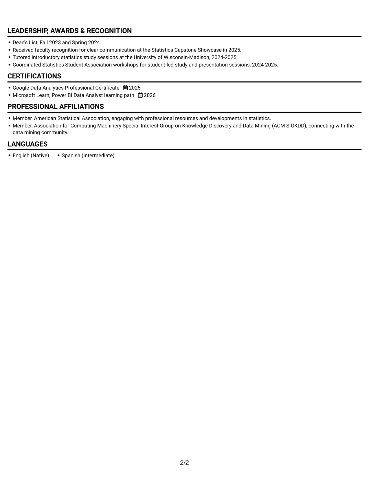 Resume example — page 2