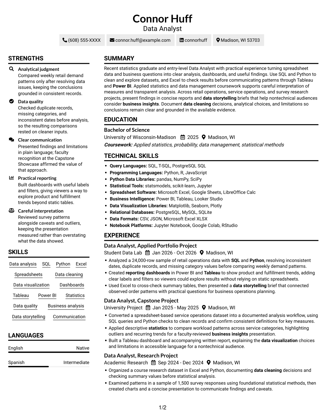 Resume example — page 1
