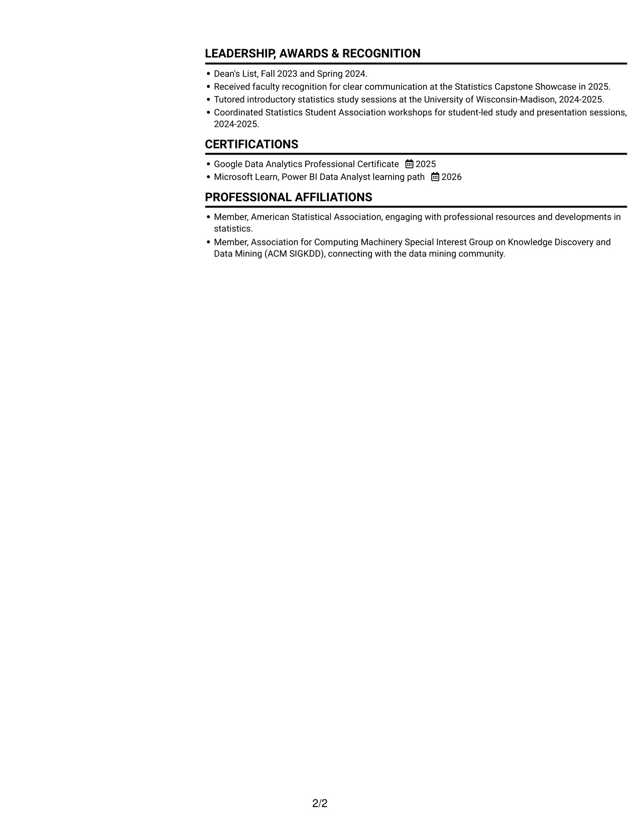 Resume example — page 2