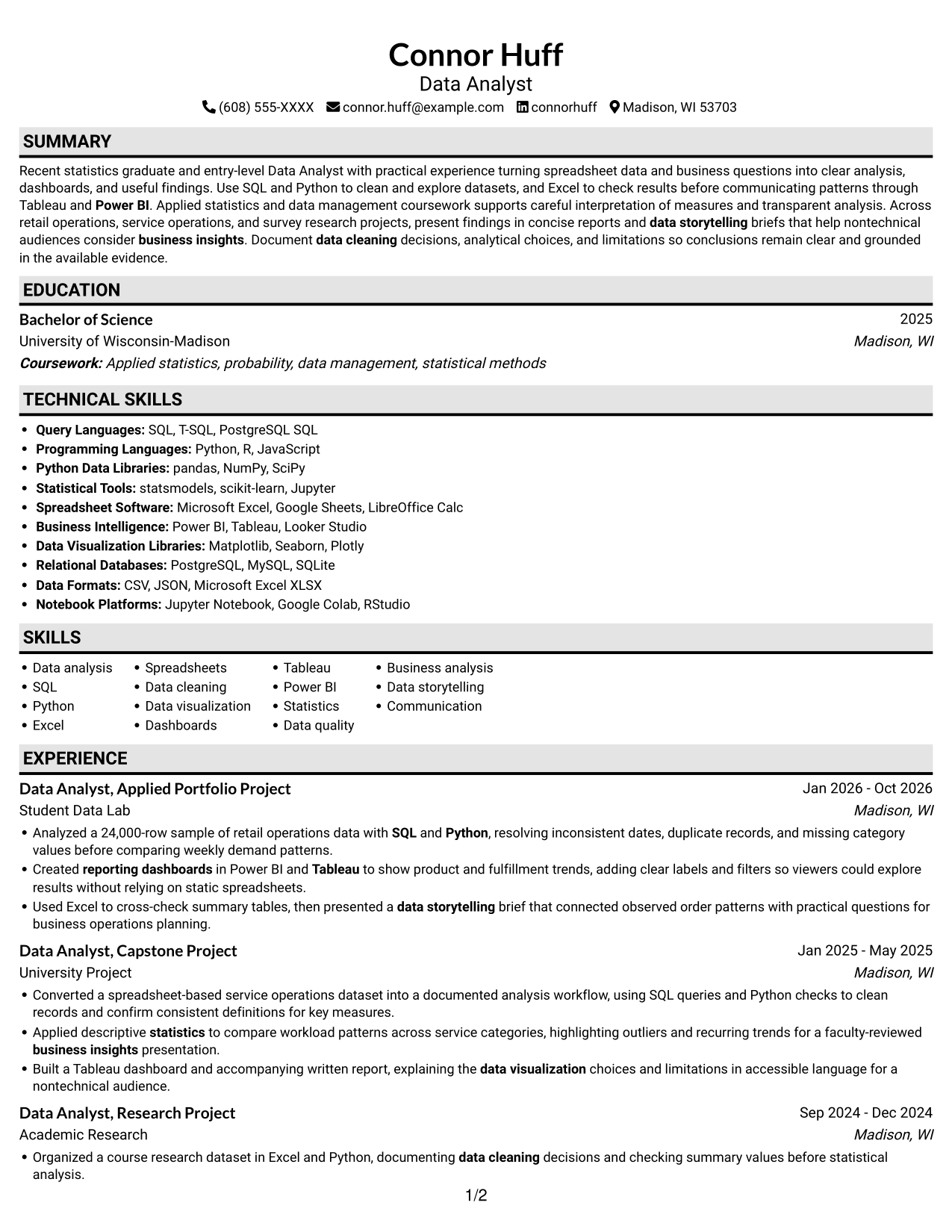 Resume example — page 1
