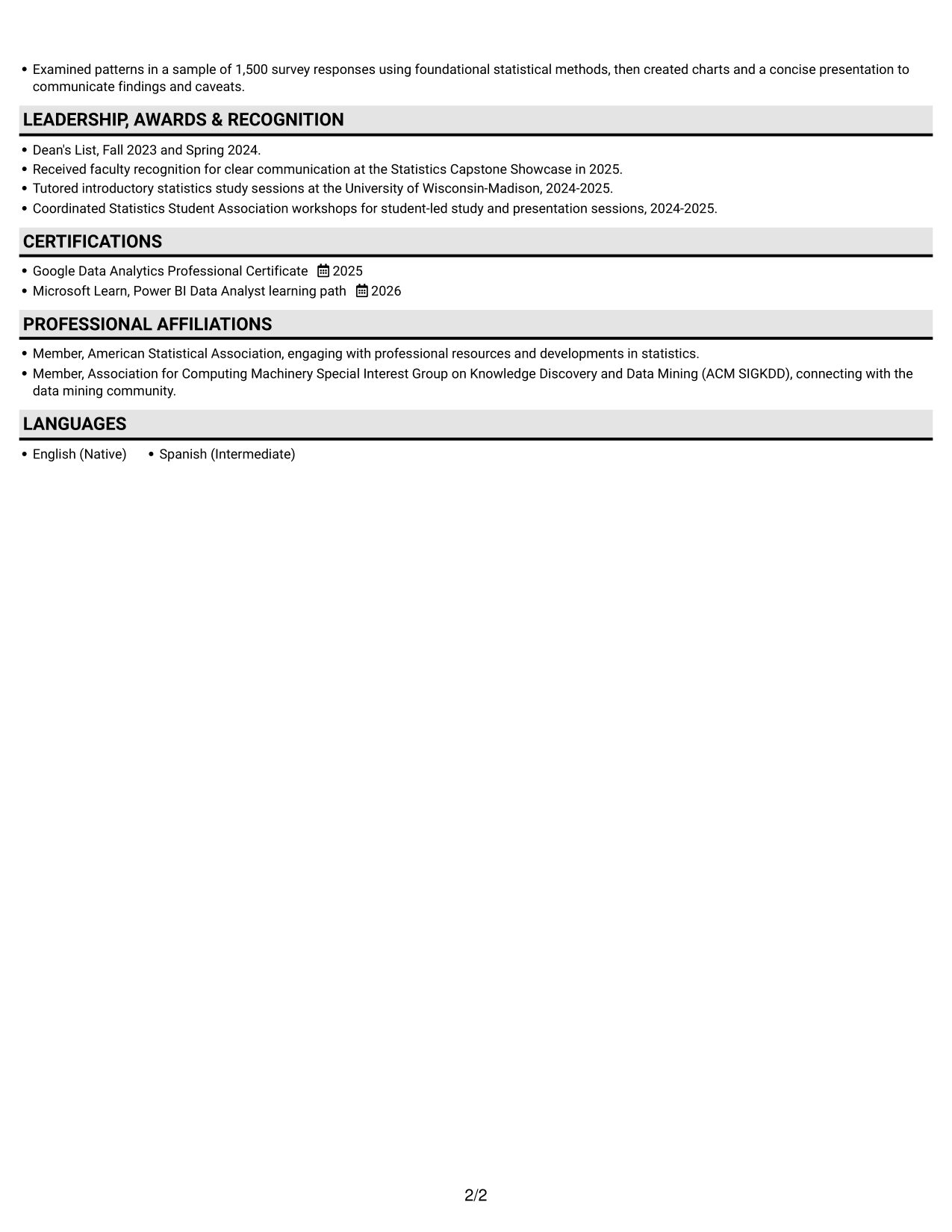 Resume example — page 2