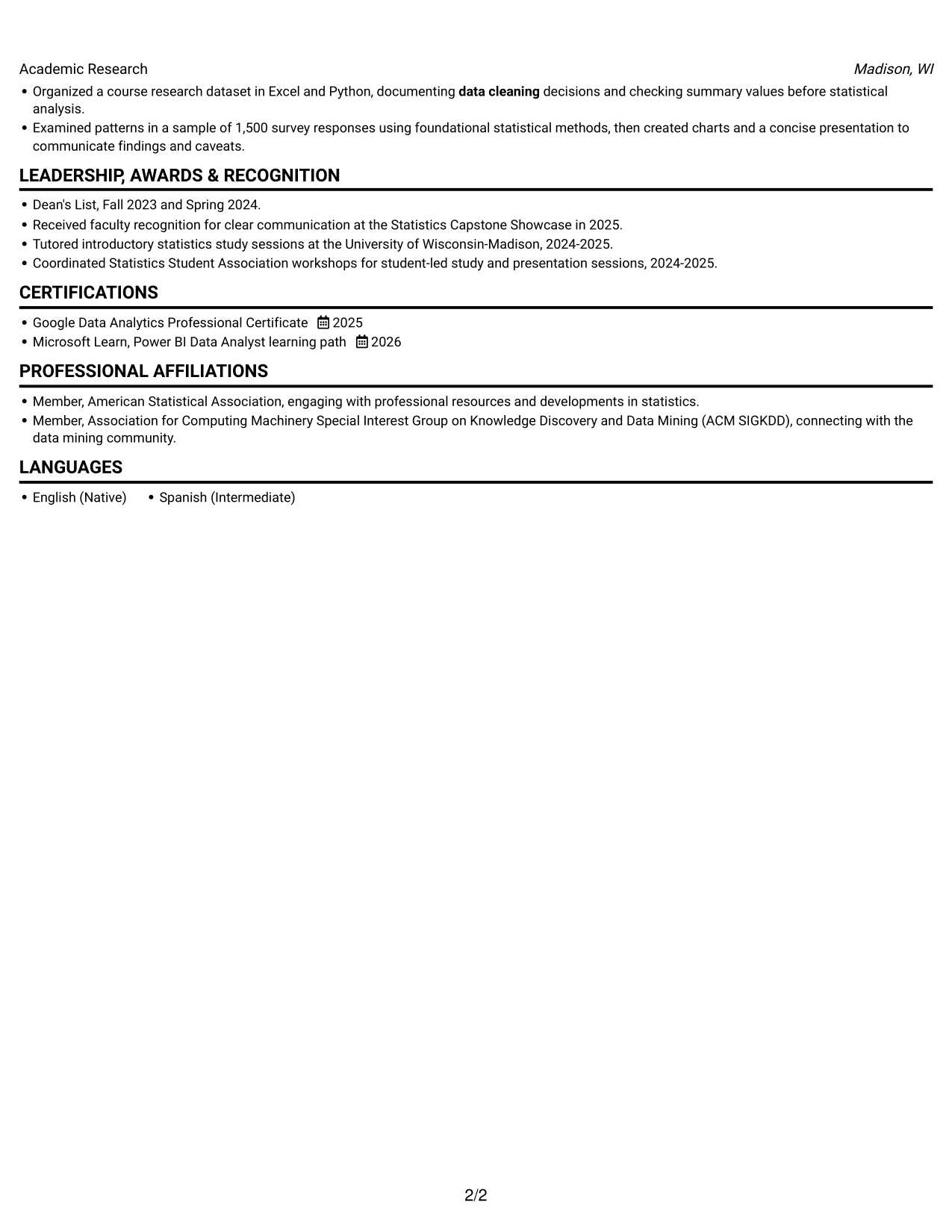 Resume example — page 2