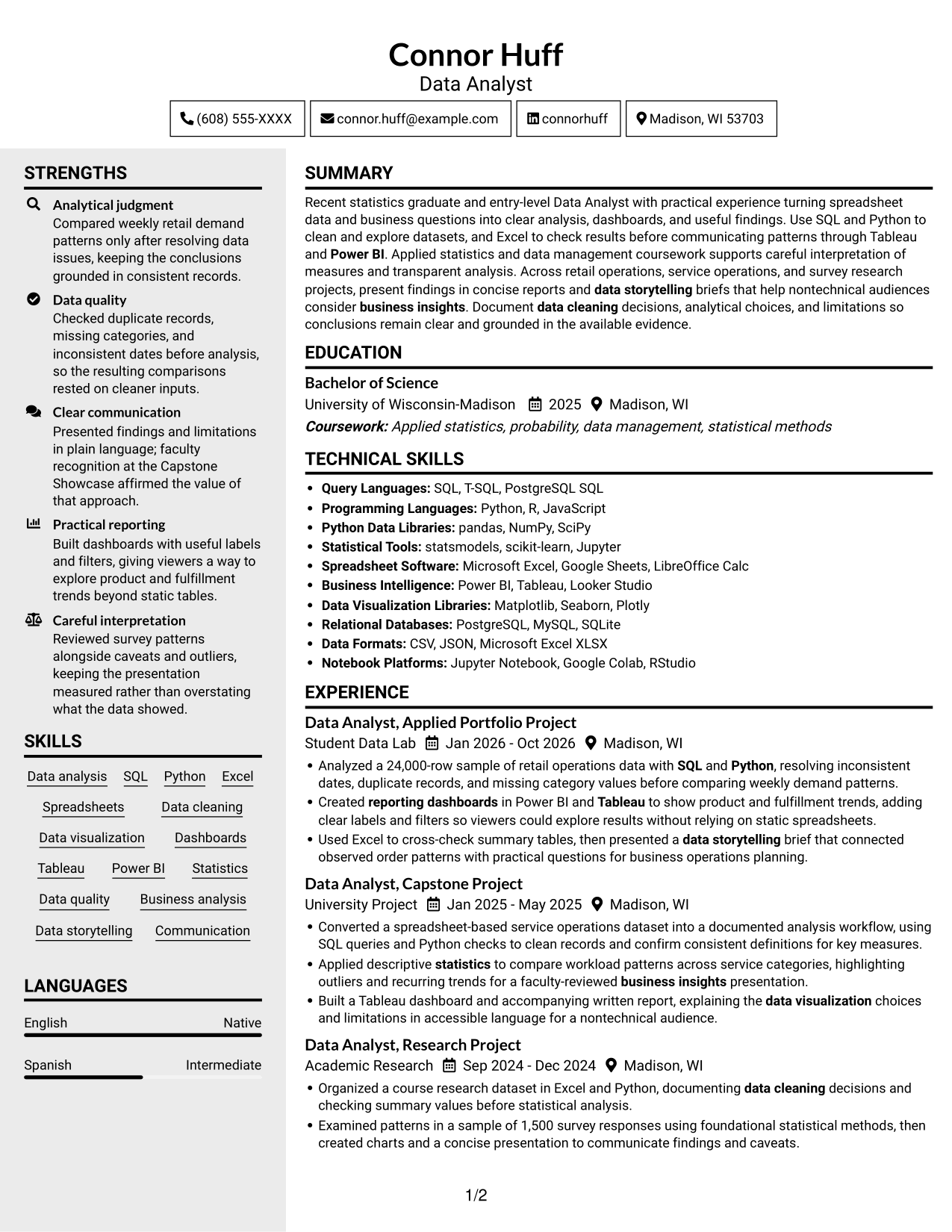 Resume example — page 1