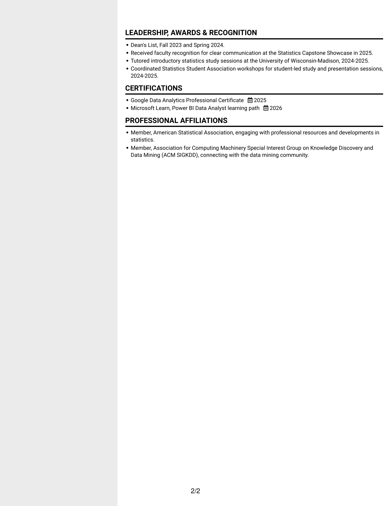 Resume example — page 2