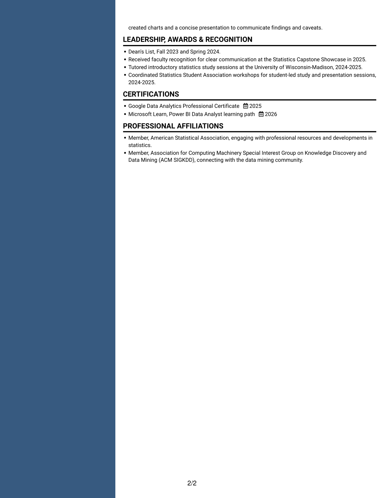Resume example — page 2