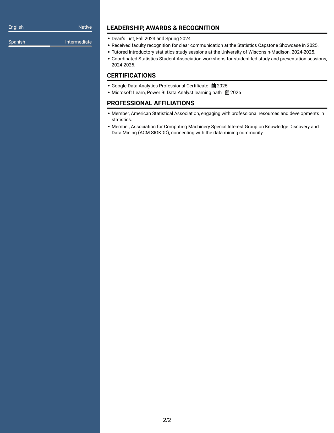 Resume example — page 2
