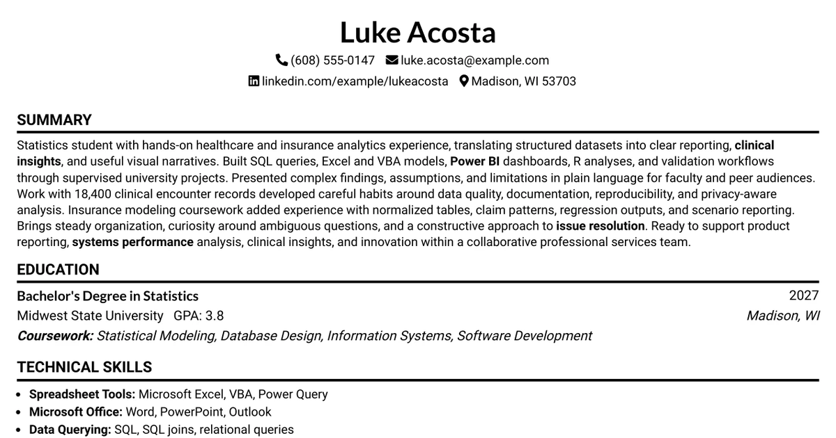 33 Data Analytics Intern - Summer 2026 - IntelliScript Resume Templates with Example 2026 (ATS-Optimized)