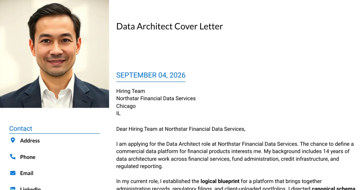 30+ Data Architect Cover Letter Templates with Example 2026