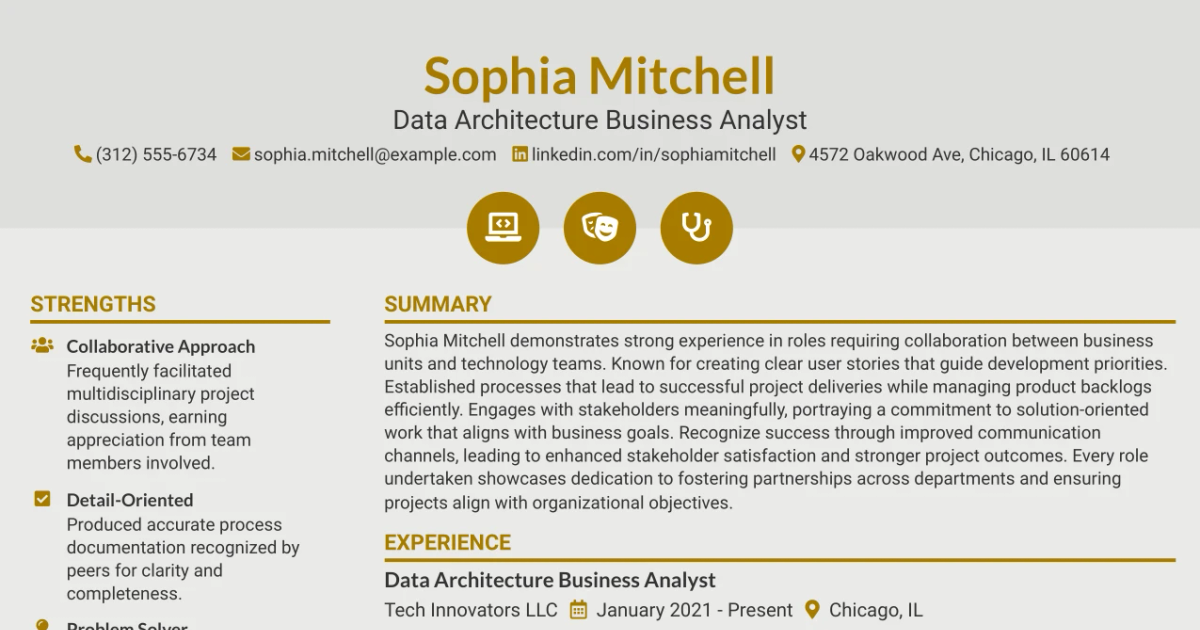 33 Data Architecture Business Analyst Resume Templates with Example 2026 (ATS-Optimized)