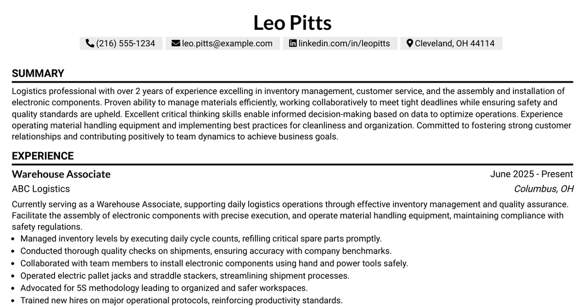 33 Data Center Dock Associate Resume Templates with Example 2026 (ATS-Optimized)