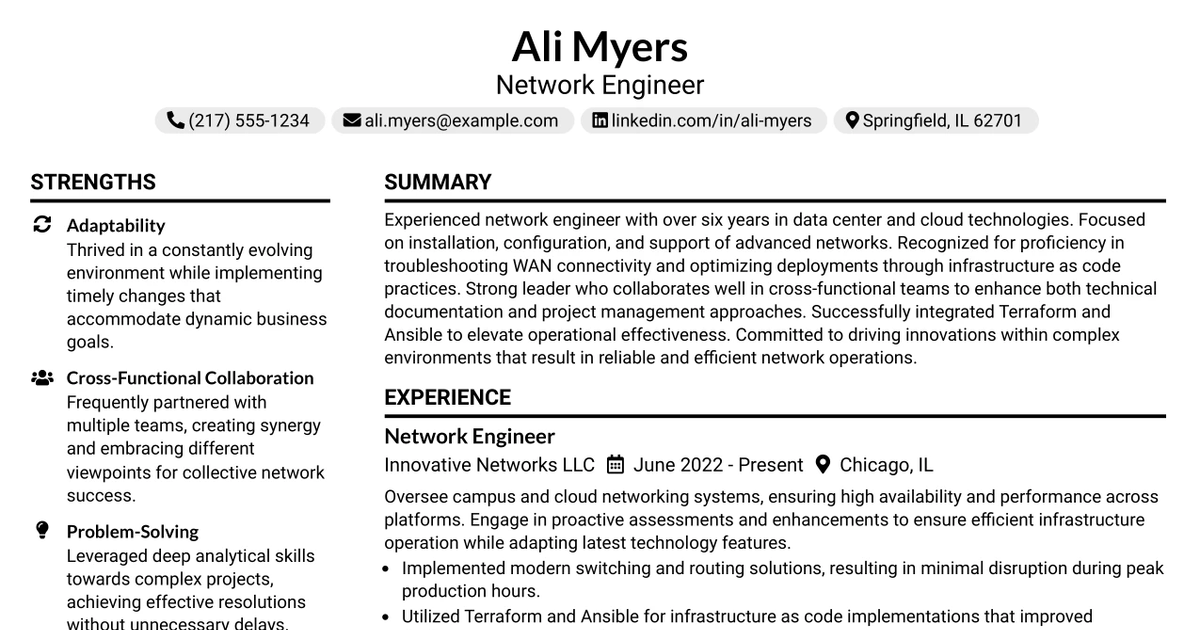 33 Data Center Network Engineer Resume Templates with Example 2026 (ATS-Optimized)