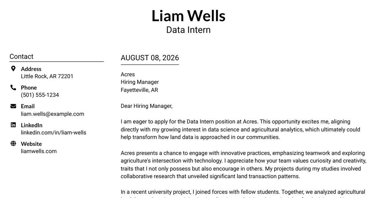30+ Data Intern Cover Letter Templates with Example 2026