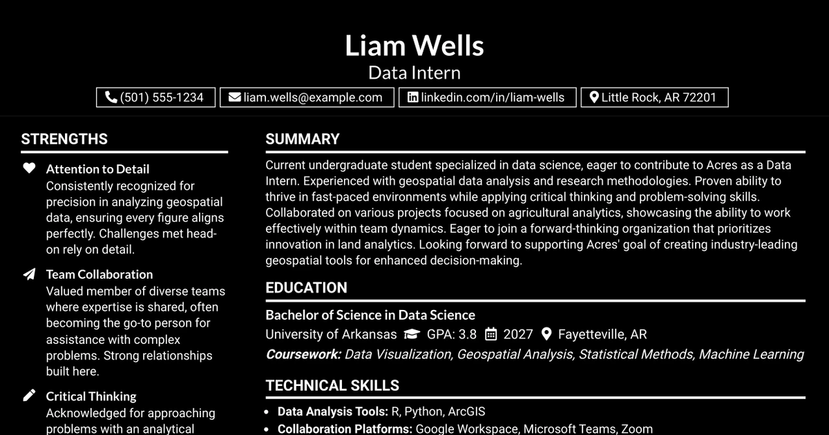 33 Data Intern Resume Templates with Example 2026 (ATS-Optimized)