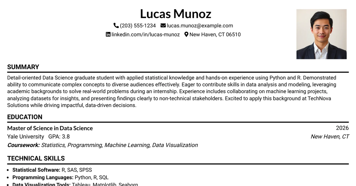 33 Data Science Internship Resume Templates with Example 2026 (ATS-Optimized)