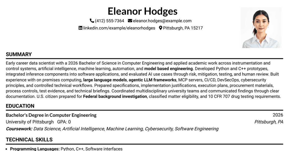 7 Data Scientist, Entry Level Resume Templates with Example