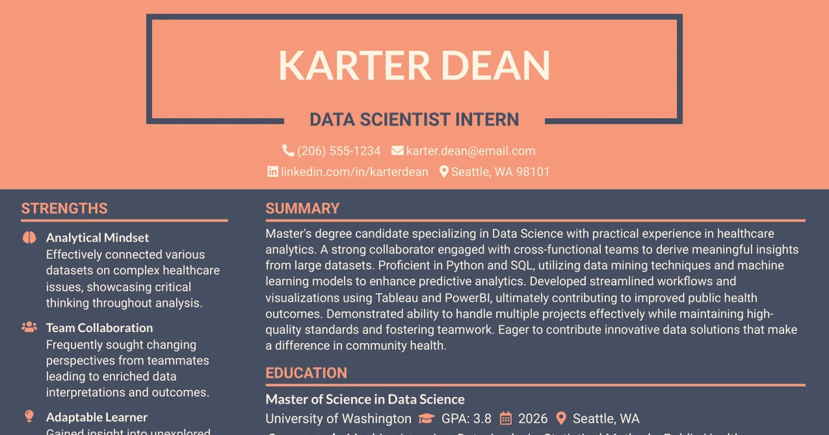 33 Data Scientist, Health Informatics Resume Templates with Example 2026 (ATS-Optimized)