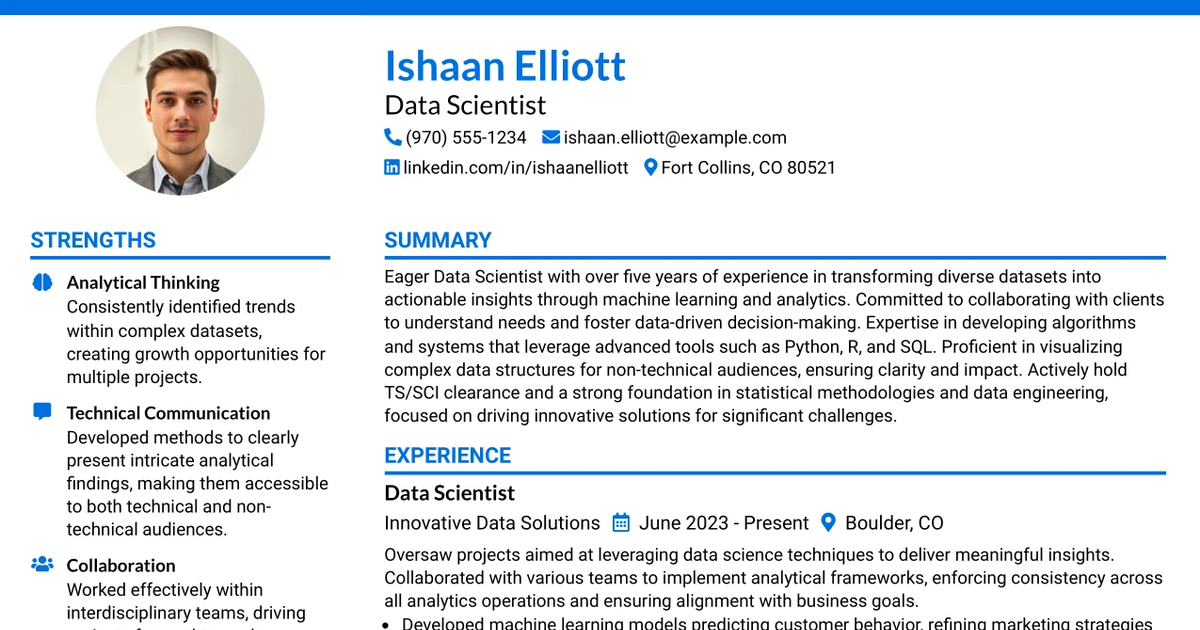 33 Data Scientist, Mid Resume Templates with Example 2026 (ATS-Optimized)