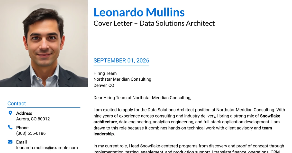 30+ Data Solutions Architect Cover Letter Templates with Example 2026