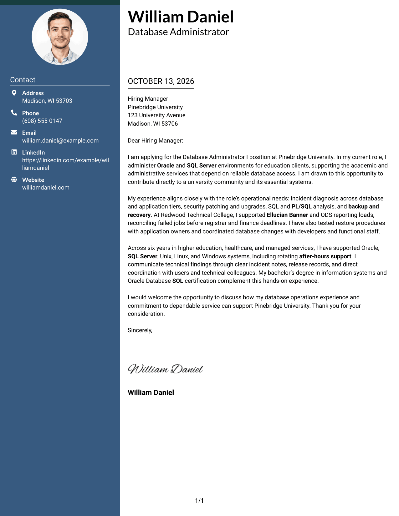 Cover Letter Example Page 1
