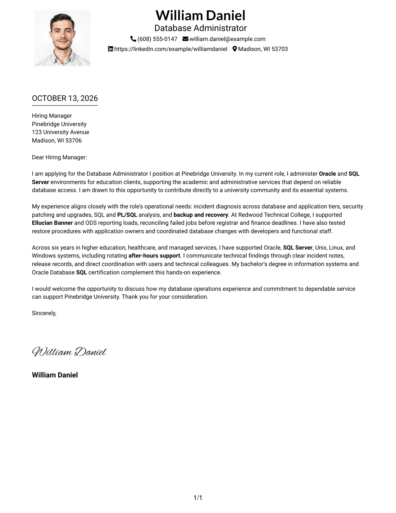 Cover Letter Example Page 1