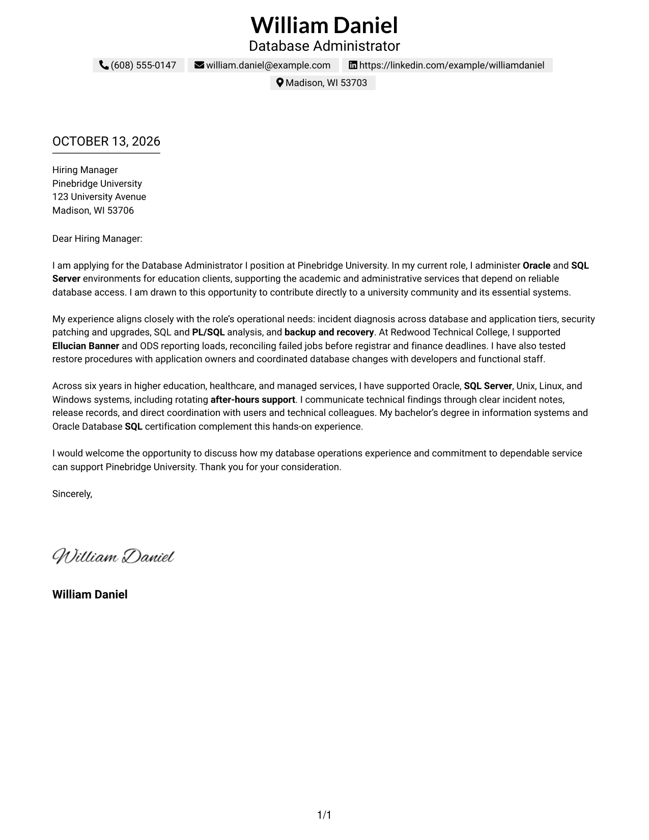Text/Fang Style Cover Letter Preview
