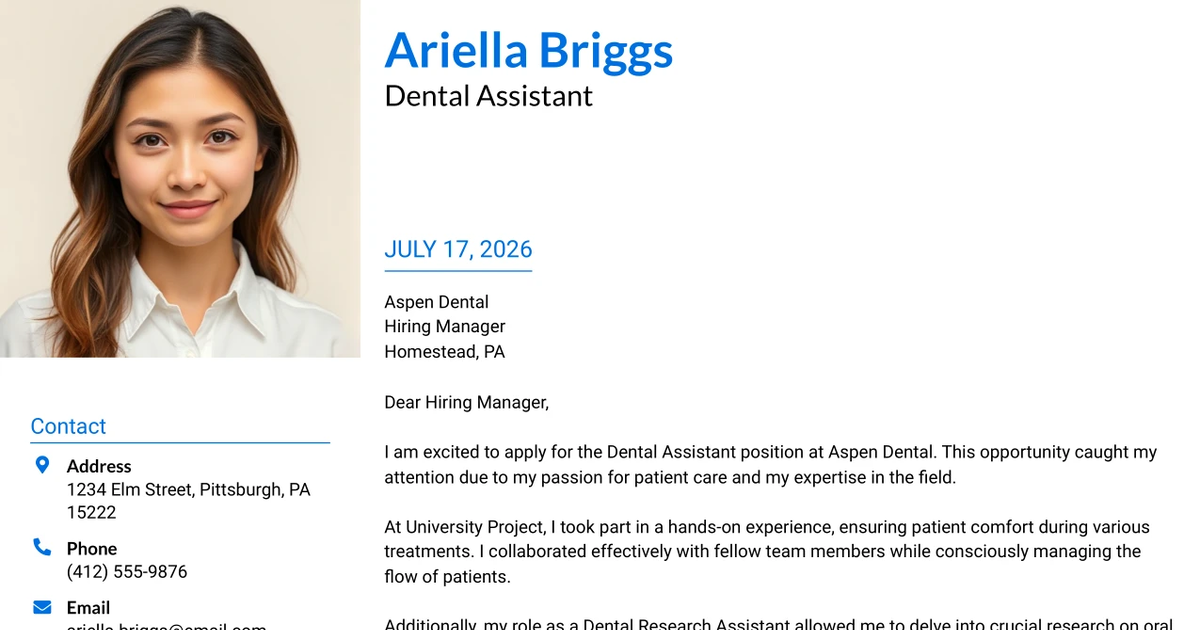 30+ Dental Assistant Cover Letter Templates with Example 2026