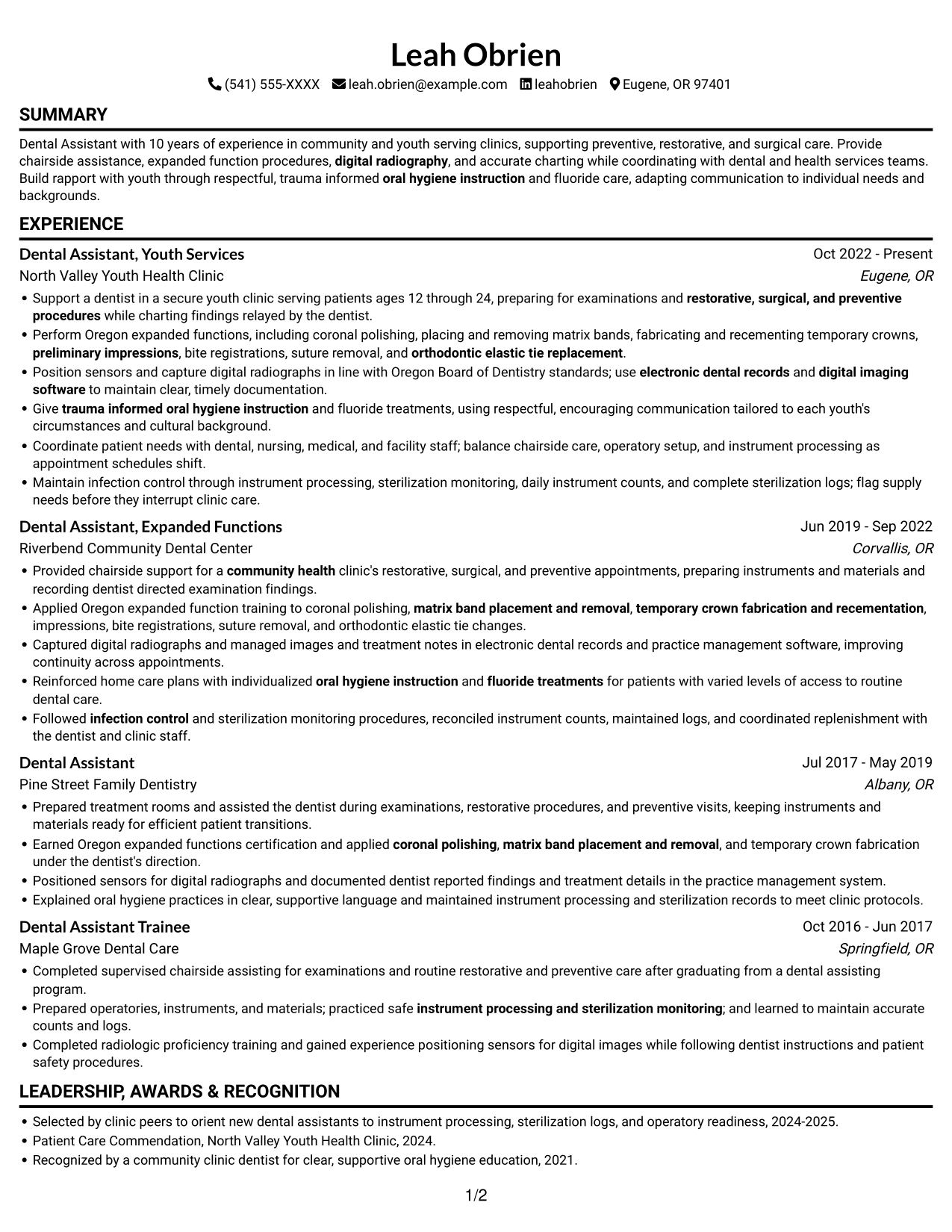 Resume example — page 1