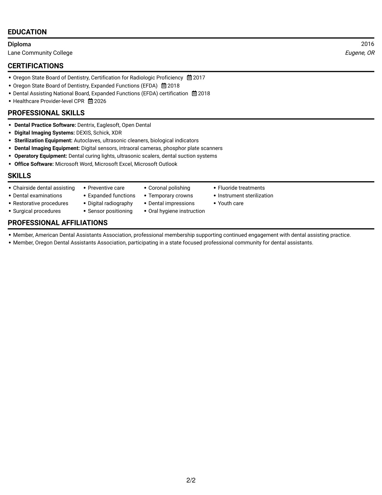 Resume example — page 2
