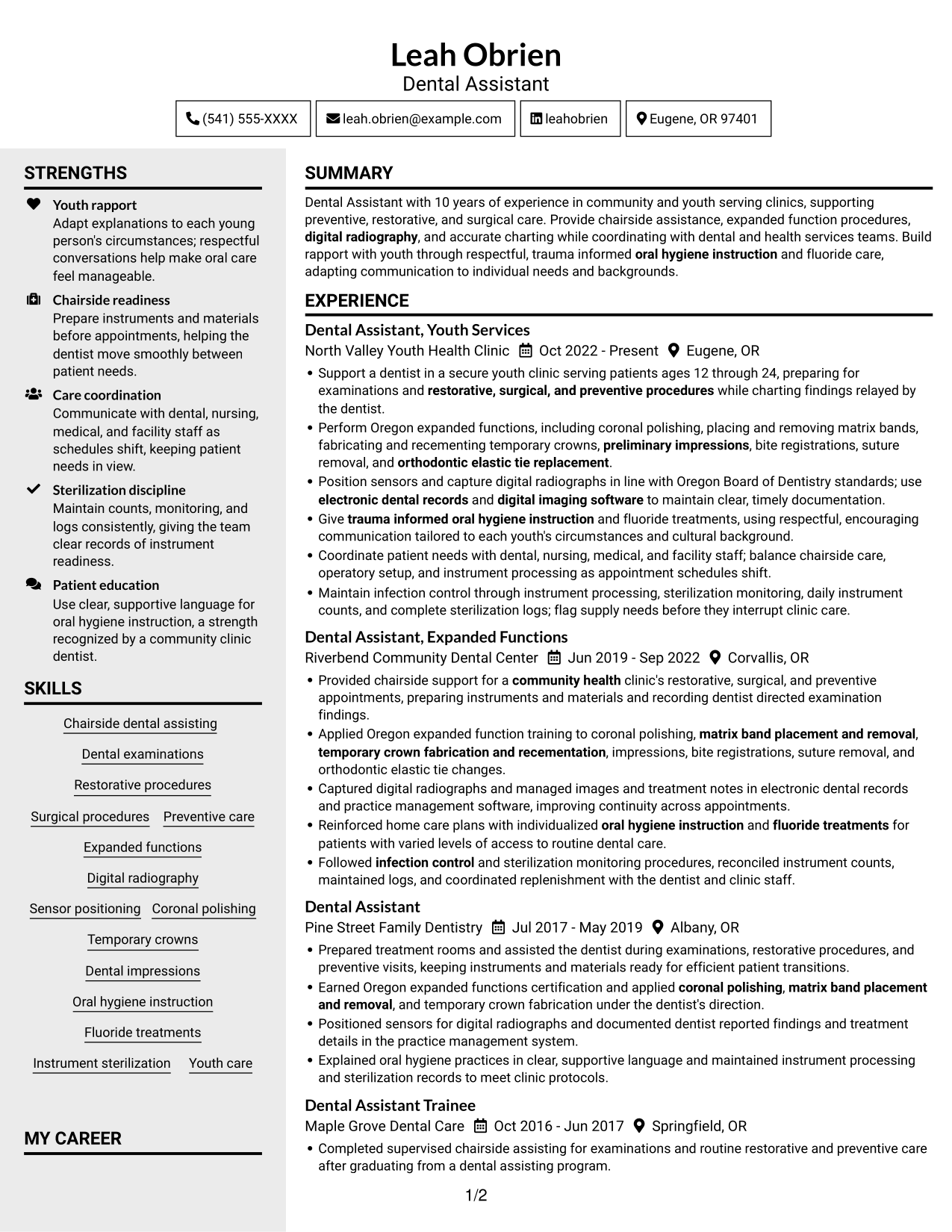 Resume example — page 1