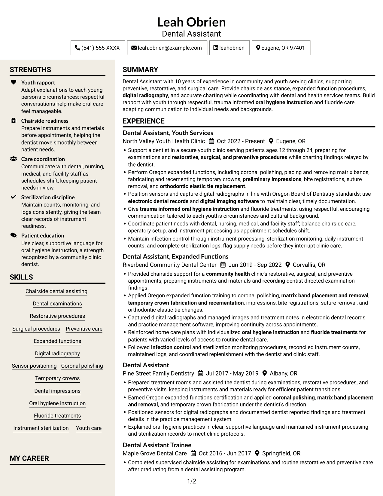 Resume example — page 1