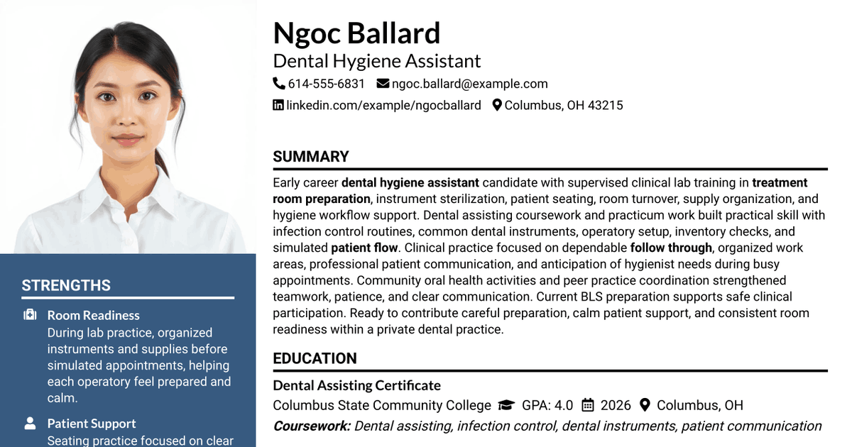 7 Dental Hygiene Assistant Resume Templates with Example
