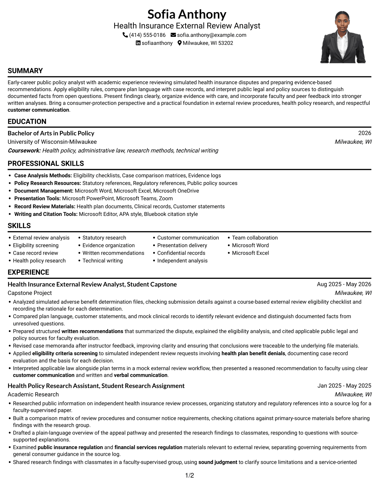 Resume example — page 1